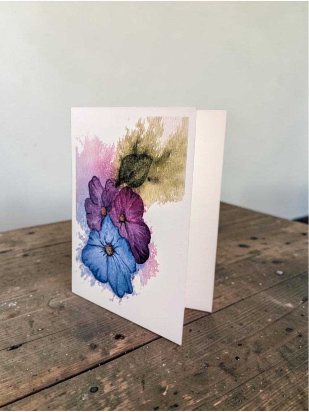12 Watercolor Notecards: Abstract Hibiscus (4.25" x 5.5") Set of 12 - Picture 4 of 8
